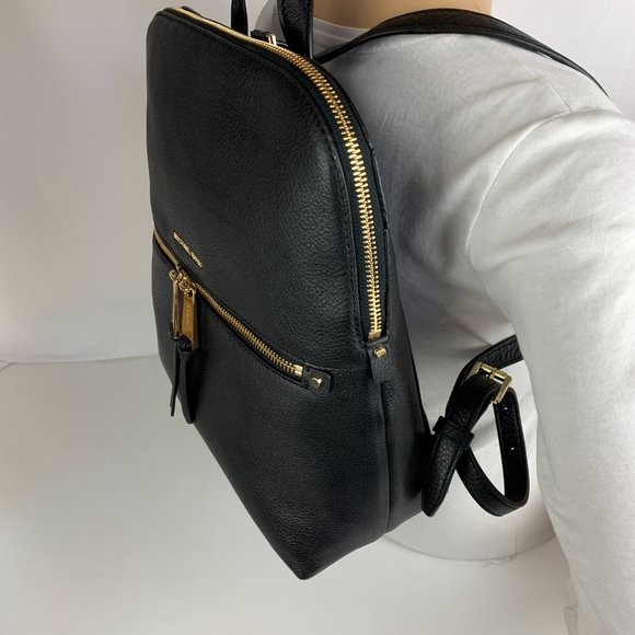 New Michael Kors Rhea Medium Leather Slim Backpack - Picture 3 of 11